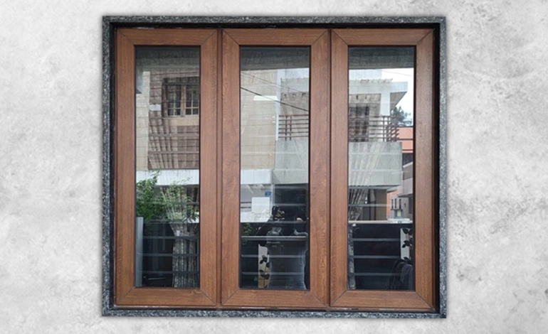 A durable glass windows with wooden frames, showcasing quality craftsmanship and timeless design