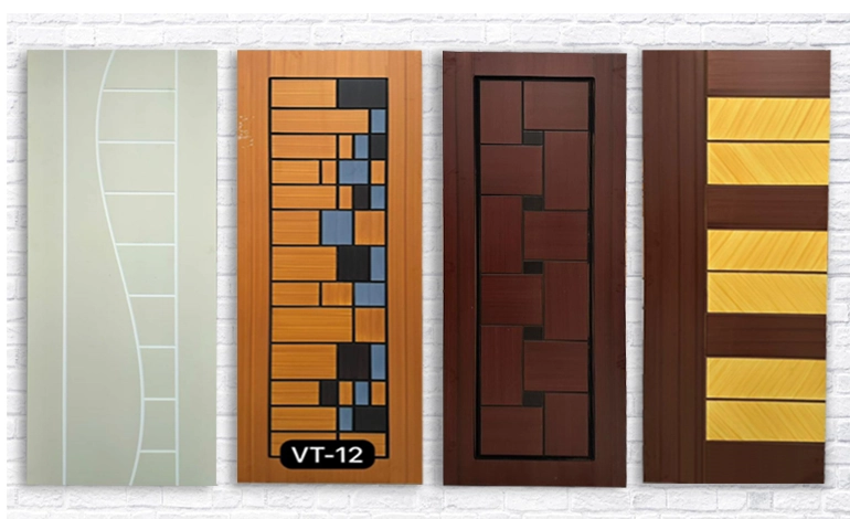 Attractive four wooden doors in various hues, crafted from durable WPC for everlasting beauty