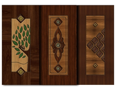 Magnificent wooden room doors are made much more beautiful by elaborately patterned wooden doors