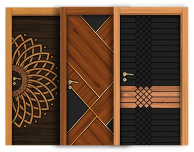 A set of three artistically designed wooden flush doors that enhance the ambiance of your interior